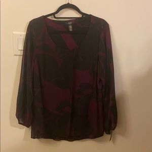 Purple & Black Sheer Overlay Blouse